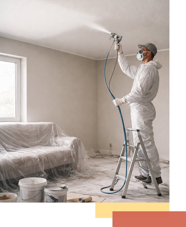 Покраска потолка краскопультом в Рассказово быстро и качественно