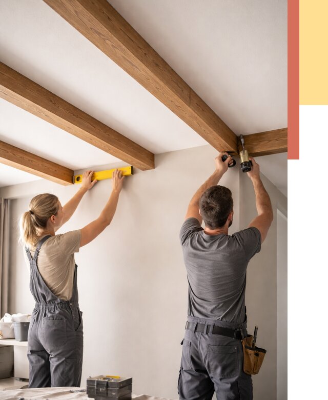 Монтаж декоративных балок на потолок в Рассказово от 4290 руб. — ОТДЕЛОЧНИК-Рсз